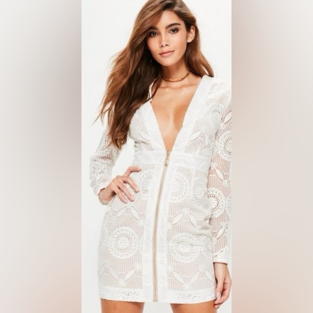 Missguided White Lace Mini Dress
